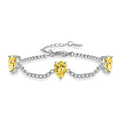 Pear cut color cubic zircon copper tennis chain bracelet