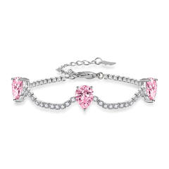Pear cut color cubic zircon copper tennis chain bracelet