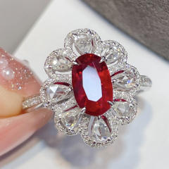 Oval cut ruby cubic zircon copper rings