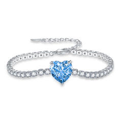 Heart cut cubic zircon tennis chain copper bracelet