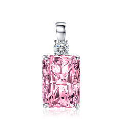 Elegant princess cut cubic zircon copper pendant