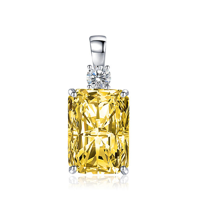 Elegant princess cut cubic zircon copper pendant