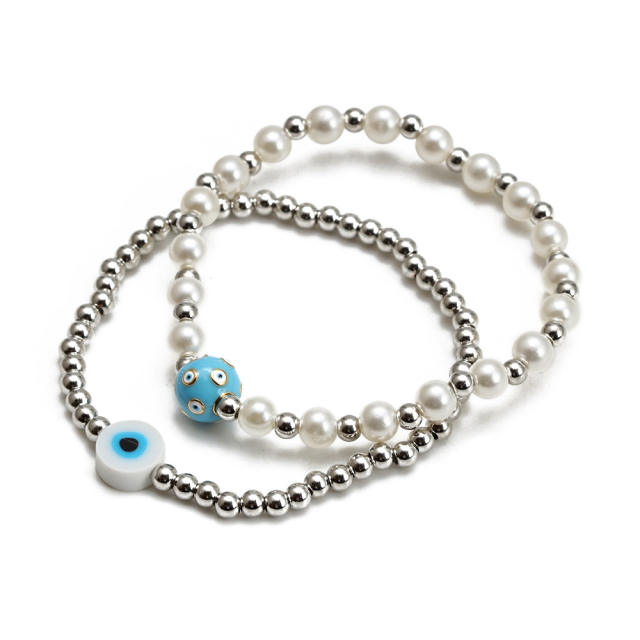 Boho evil eye bead bracelet set