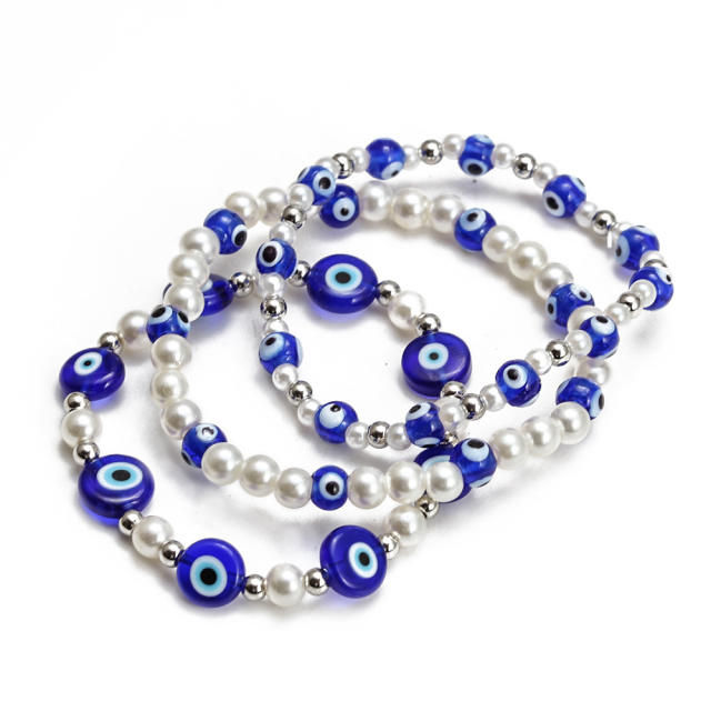 Boho evil eye bead bracelet set
