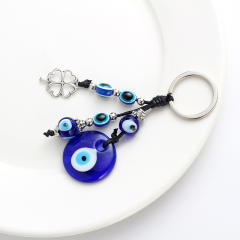 Boho blue evil eye keychain