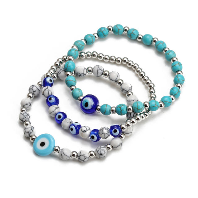 Boho evil eye bead bracelet set