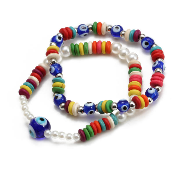 Boho evil eye bead bracelet set
