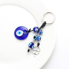 Boho blue evil eye keychain
