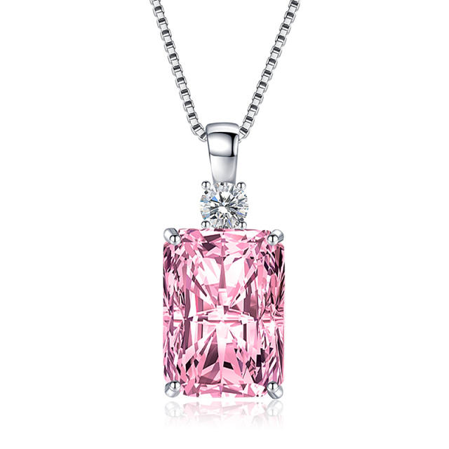 Elegant princess cut cubic zircon copper pendant