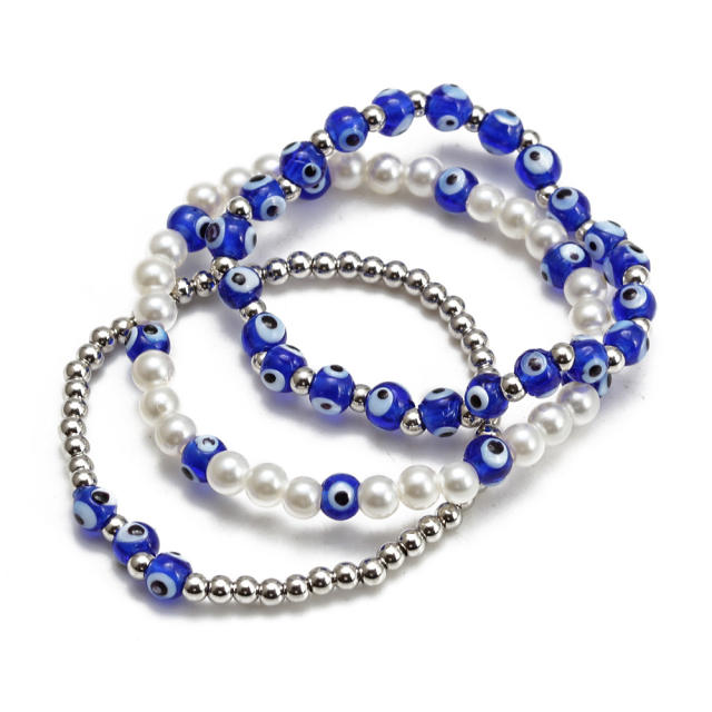 Boho evil eye bead bracelet set