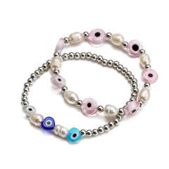 Boho evil eye bead bracelet set
