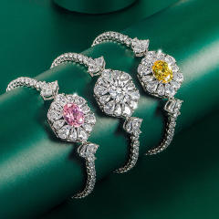 Luxury color cubic zircon copper tennis chain bracelet