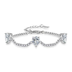Pear cut color cubic zircon copper tennis chain bracelet