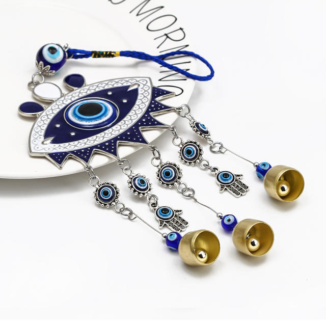 Blue eye evil eye bell tassel wall hanging