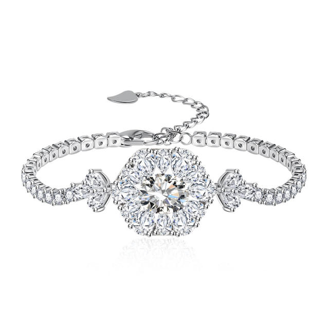 Luxury color cubic zircon copper tennis chain bracelet