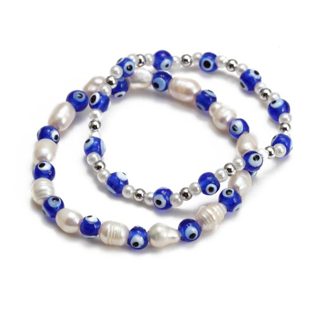 Boho evil eye bead bracelet set