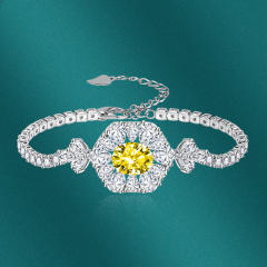 Luxury color cubic zircon copper tennis chain bracelet