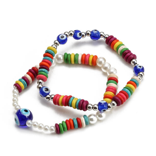 Boho evil eye bead bracelet set
