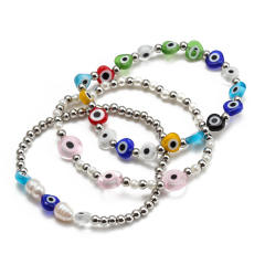 Boho evil eye bead bracelet set