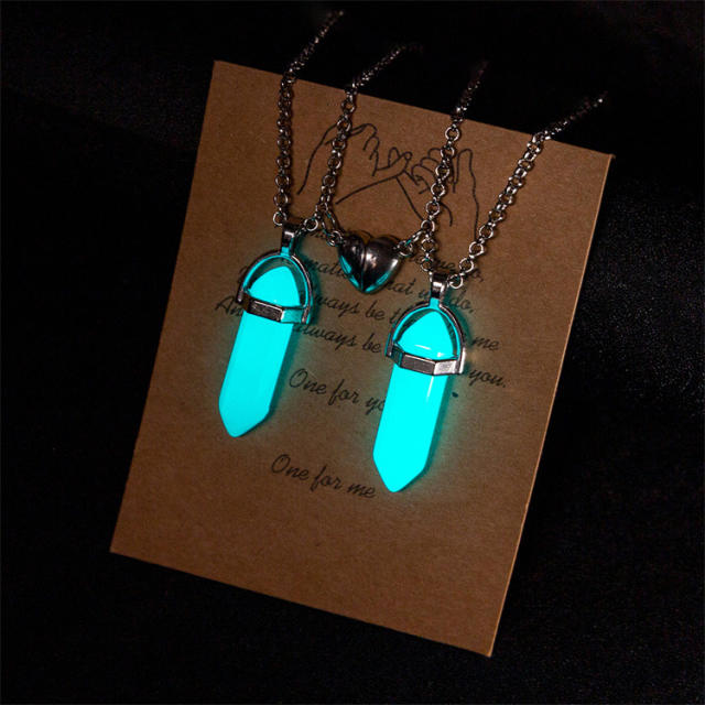 Hot sale magnetic heart luminous couple necklace