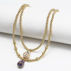 Vintage enamel evil eye charm bead necklace