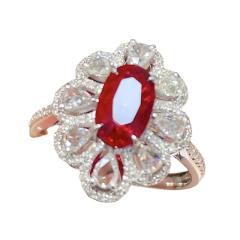Oval cut ruby cubic zircon copper rings