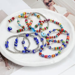 Boho evil eye bead bracelet set