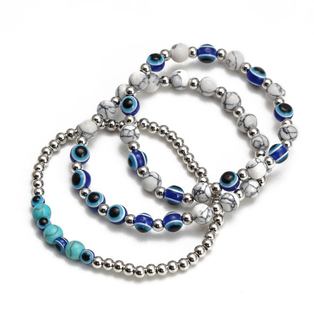 Boho evil eye bead bracelet set