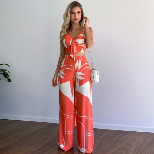 Summer design beach trend camisoles wide leg pants set