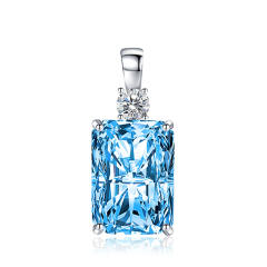 Elegant princess cut cubic zircon copper pendant