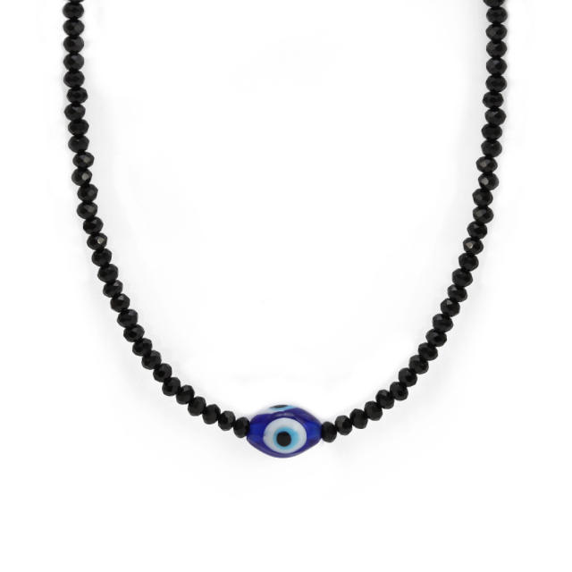 Boho black color bead evil eye necklace
