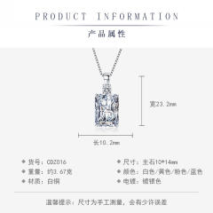 Elegant princess cut cubic zircon copper pendant