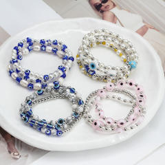 Boho evil eye bead bracelet set