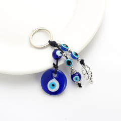 Boho blue evil eye keychain