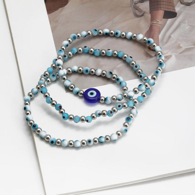 Boho evil eye bead bracelet set