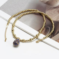 Vintage enamel evil eye charm bead necklace