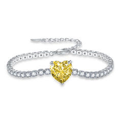 Heart cut cubic zircon tennis chain copper bracelet
