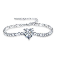 Heart cut cubic zircon tennis chain copper bracelet