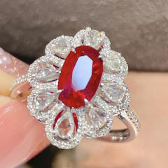 Oval cut ruby cubic zircon copper rings