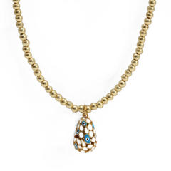 Vintage enamel evil eye charm bead necklace