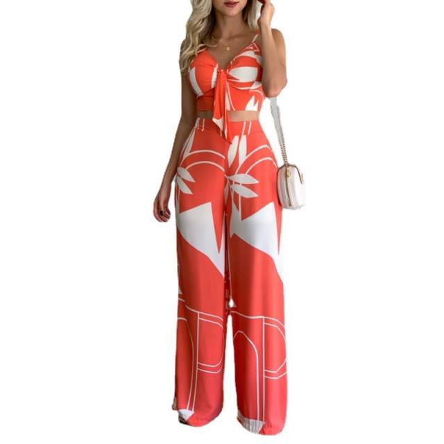 Summer design beach trend camisoles wide leg pants set