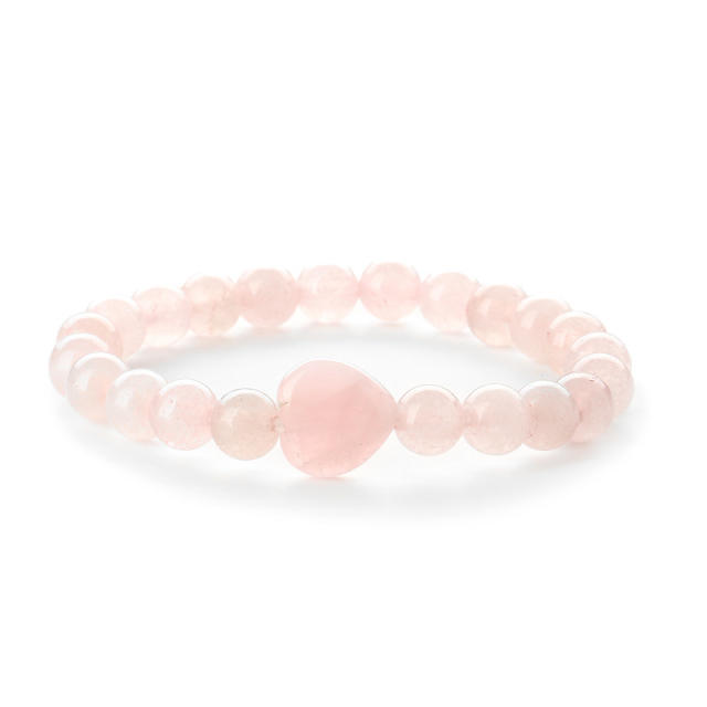 New design natural stone heart bead bracelet