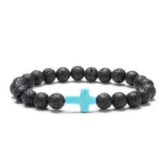 Hot sale natural stone cross bead bracelet