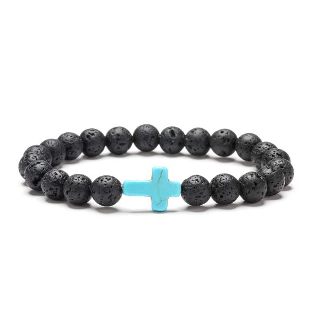 Hot sale natural stone cross bead bracelet