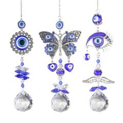 Vintage blue eye evil eye crystal wind chimes