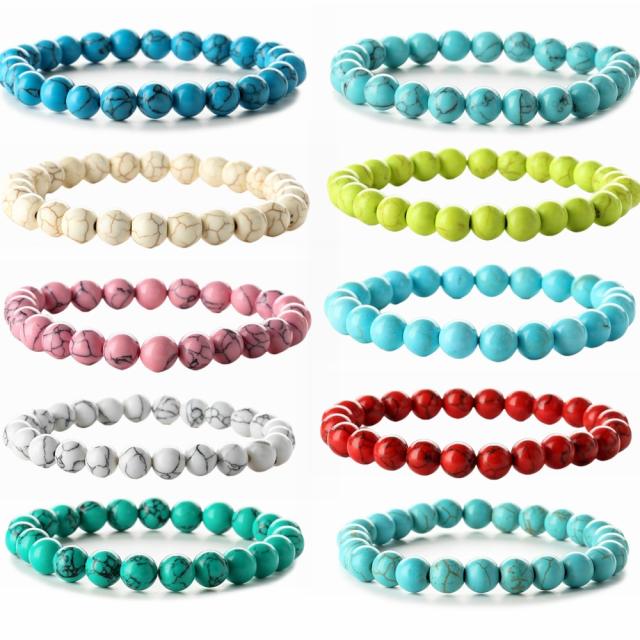 8mm colorful natural stone bead bracelet