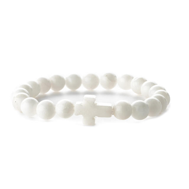 Hot sale natural stone cross bead bracelet