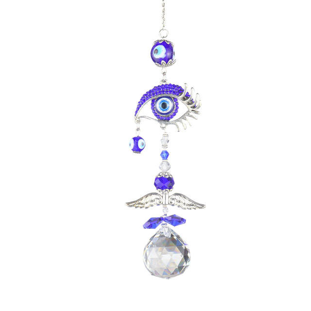 Vintage blue eye evil eye crystal wind chimes