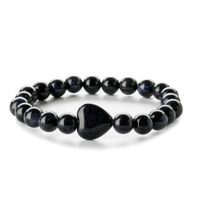 New design natural stone heart bead bracelet