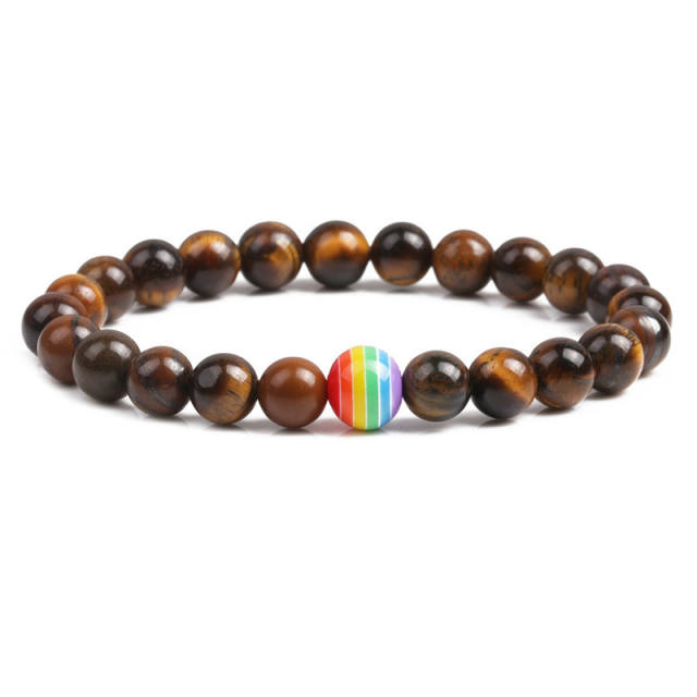Colorful natural stone bead bracelet